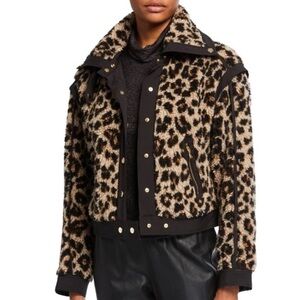 Veronica Beard Anita Teddy Jacket Leopard Print Sz 3XL